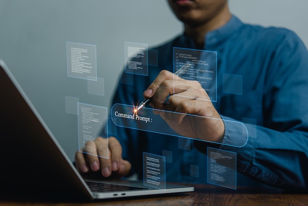 Command Prompt AI interface and machine learning language processing neural networks and computer vision use of chatbot technology automation data analysis and software development