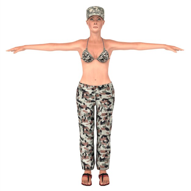 Foto modellazione 3d della ragazza del comandante