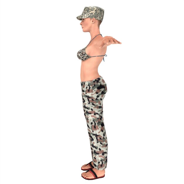 Foto modellazione 3d della ragazza del comandante