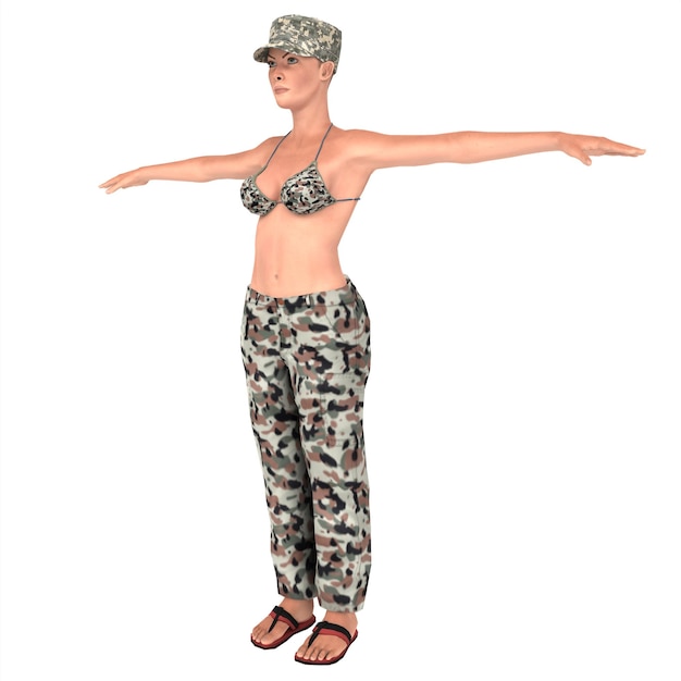 Foto modellazione 3d della ragazza del comandante