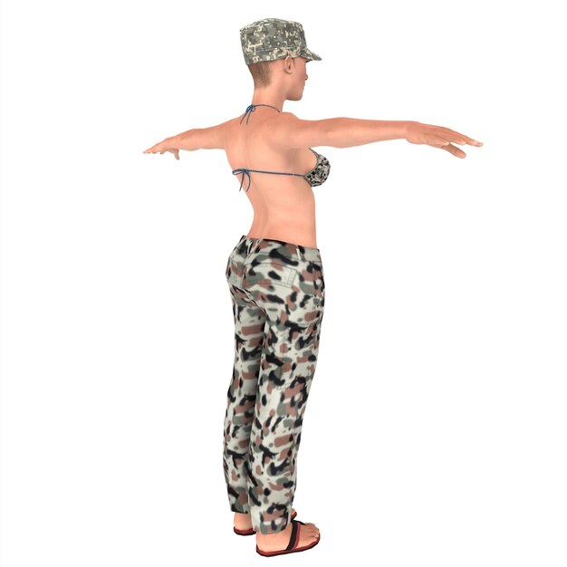 Foto modellazione 3d della ragazza del comandante