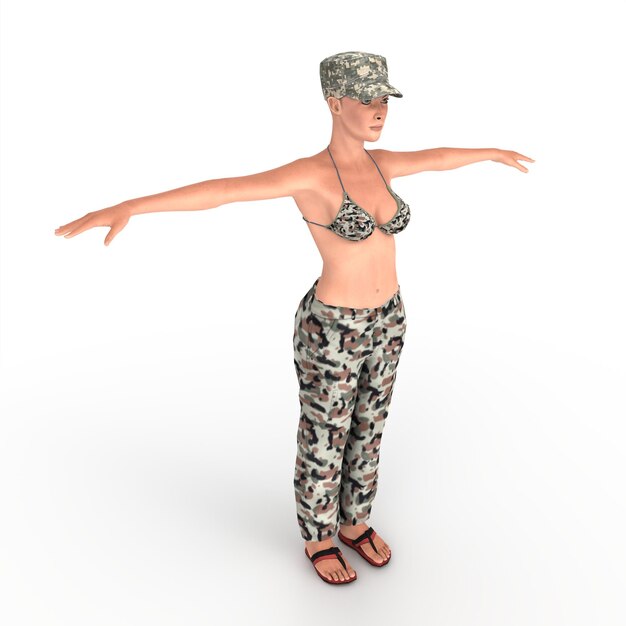 Modellazione 3d della ragazza del comandante