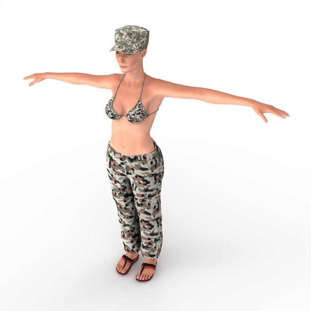 Foto modellazione 3d della ragazza del comandante