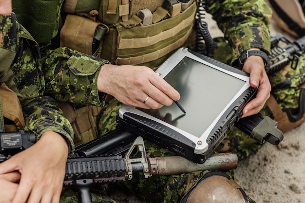 Commander of the rangers paves the route on an electronic\
satnav