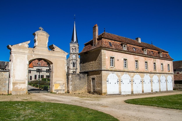 Commarin france april 17 2022 facade of the saint-thibault church in commarin