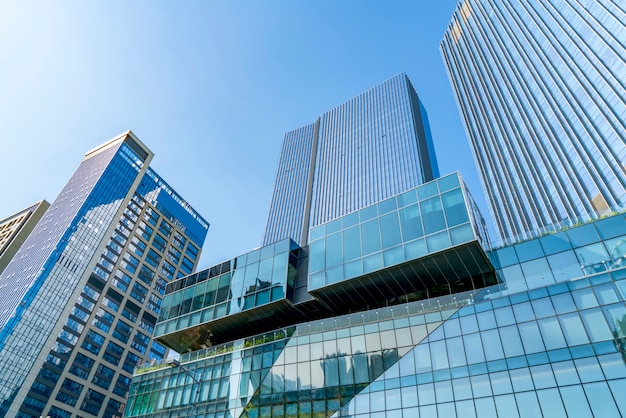Photo commercial building has a low angle view in shanghai china