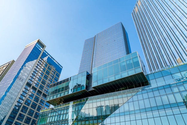 Commercial building has a low angle view in shanghai china