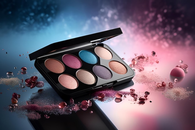 Commercial photography eye shadows pallete promotional photo ai generated