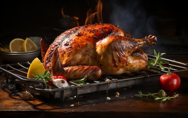 Commercial Photography Mouthwatering Roasted Chicken Presentation Generative By Ai