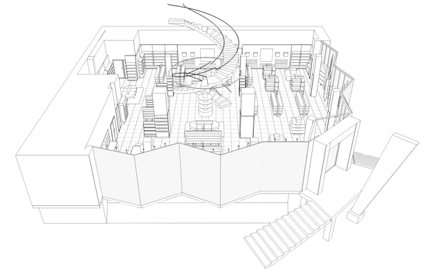 commercial premises shop interior visualization 3D illustration