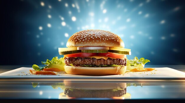 Commercial Shot of Delicious Burger on Epic Minimal Background