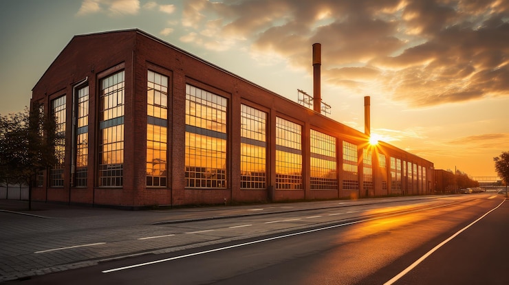 Foto commercieel fabrieksgebouw voor productie