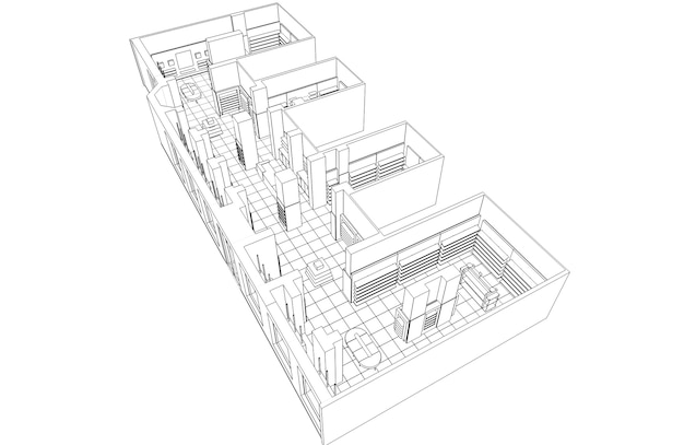 commercieel pand winkel interieur visualisatie 3D illustratie