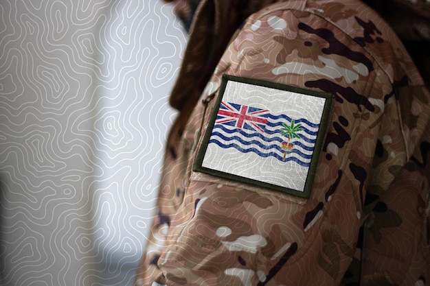 Commissioner of British Indian Ocean Territory Soldier Soldier with flag Commissioner of British Indian Ocean Territory Commissioner of BIOT flag on a military uniform BIOT army Camouflage clothing