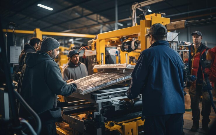 Committed Workers Efficiently Unloading Finished Products