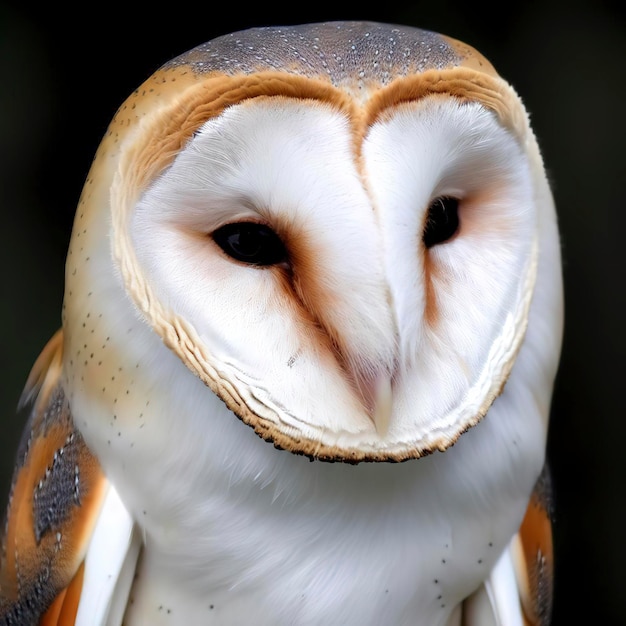 Common barn owl Tyto albahead close up