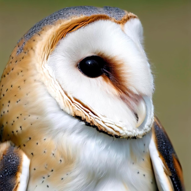 Common barn owl Tyto albahead close up