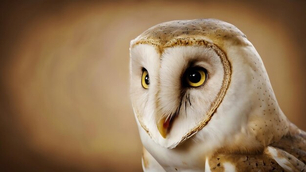 Photo common barn owl tyto albahead head close up