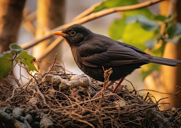 The common blackbird is a species of true thrush