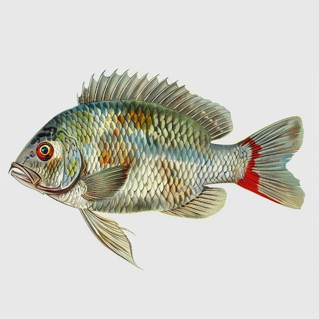 Common bream watercolor fish