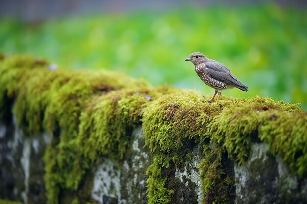 Photo common buzzard on a stone wall