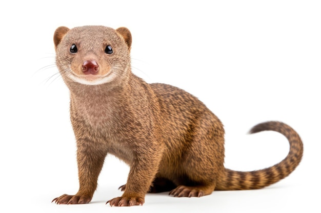 Common dwarf mongoose on white background