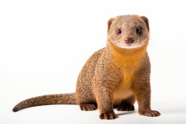 Common dwarf mongoose on white background