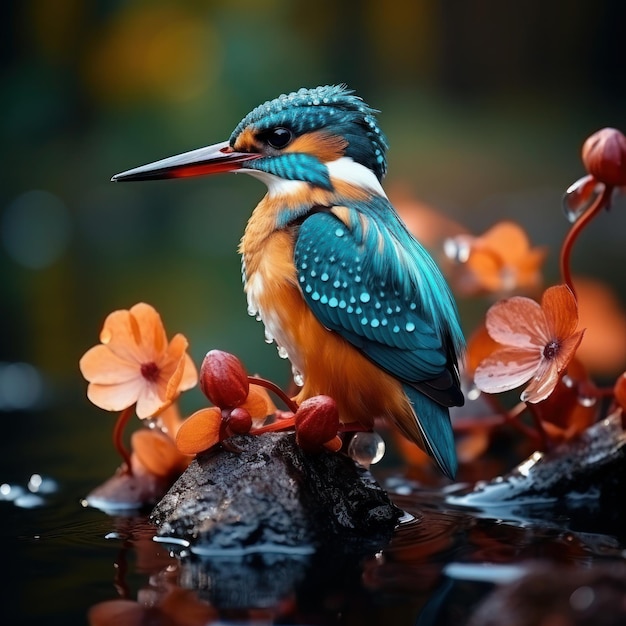 Foto kingfisher comune seduto su un bellissimo