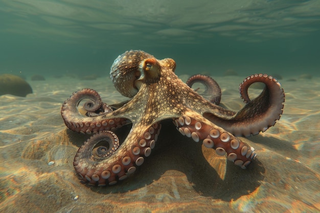 사진 바다 바닥에 휴식을 취하는 일반 문어 (octopus vulgaris)