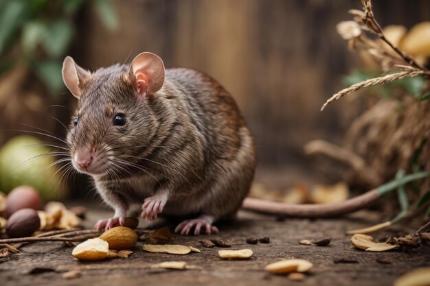 Common rat in a park next to a canal in Maastricht