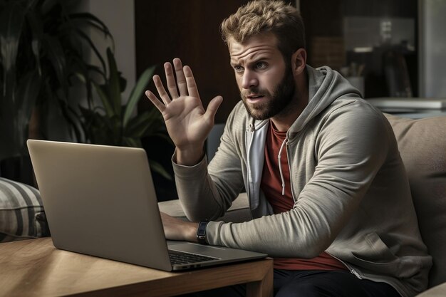 Communicatie dove man uiten met laptop gebarentaal generatieve AI