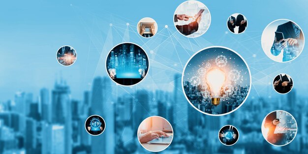 Communicatietechnologie slimme verbinding en mensen netwerk technologie kudos