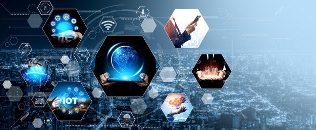 Communicatietechnologie slimme verbinding en mensen netwerk technologie vexel