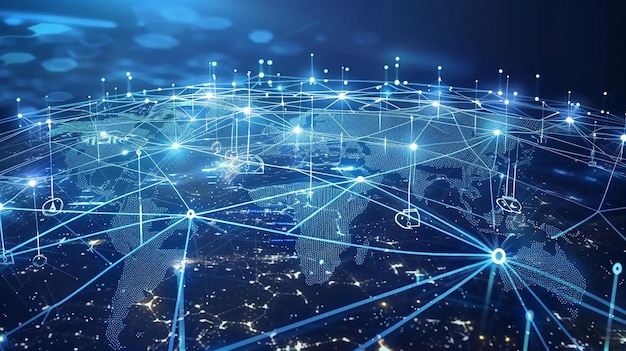 Communicatietechnologie voor internetbedrijven wereldwijde netwerken verbinden cryptocurrencies