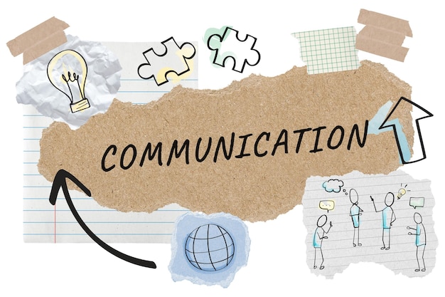 communication png word sticker typography business doodle paper collage transparent background