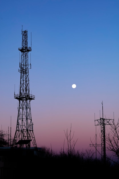 Communication tower on blue sky