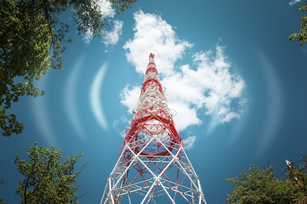 Communication tower radio signal in the air