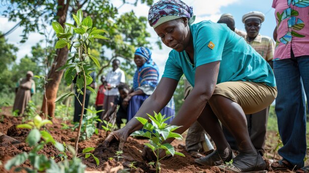 Community members gathering for a treeplanting ceremony