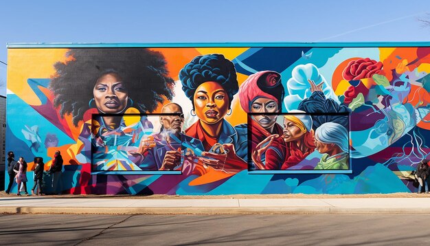 Photo community mural project artists and locals collaborate to create a vibrant tribute to black history