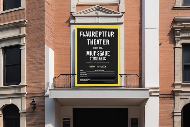 Photo community theater playbill signage mockup with blank white empty space for placing your design