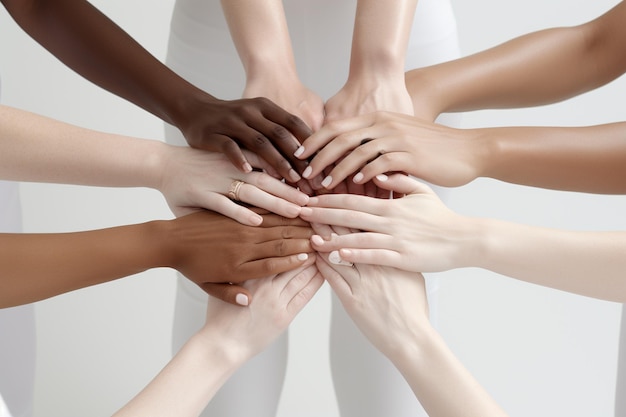 Community of women together holding hands