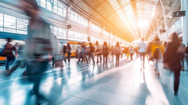 写真 地下鉄駅駅または空港の通勤者のシルエット