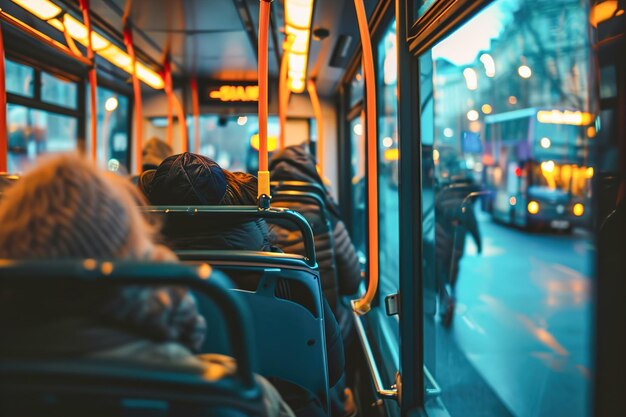 Пассажиры, использующие общественный транспорт, такой как автобусы или трамваи