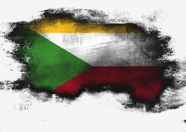 Флаг коморских островов, нарисованный кистью