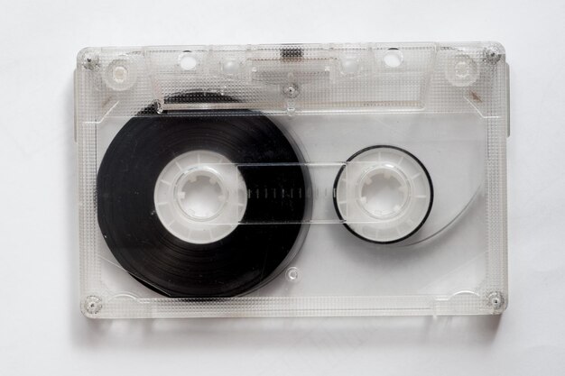 Compact cassette on a white background Old tape cassette