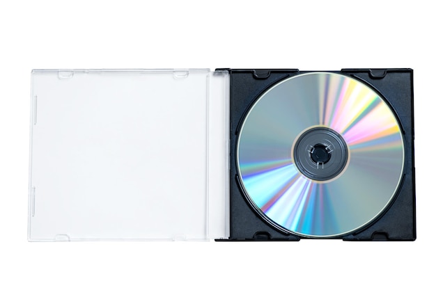 Compact disc in box isolated on white background