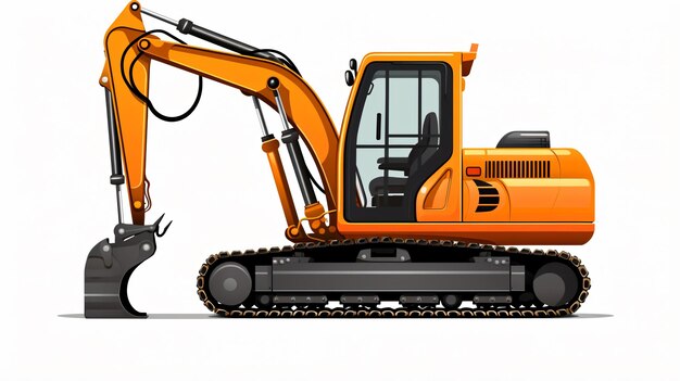 Compact excavator isolated on the white background