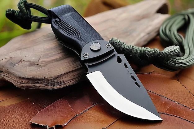 Compact Neck Knife with Kydex Sheath and Fire Starter