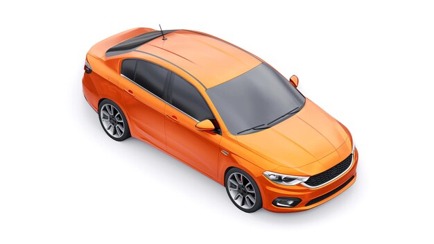 Compact Sports car Family Sedan 3d illustration.