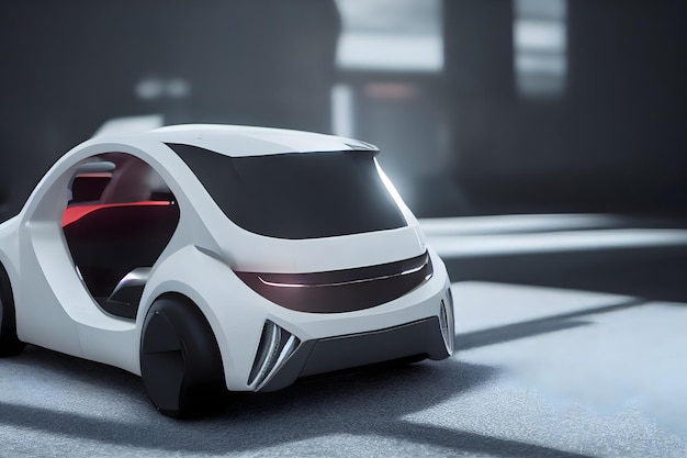 Compact white electric city car concept art neural network generated image